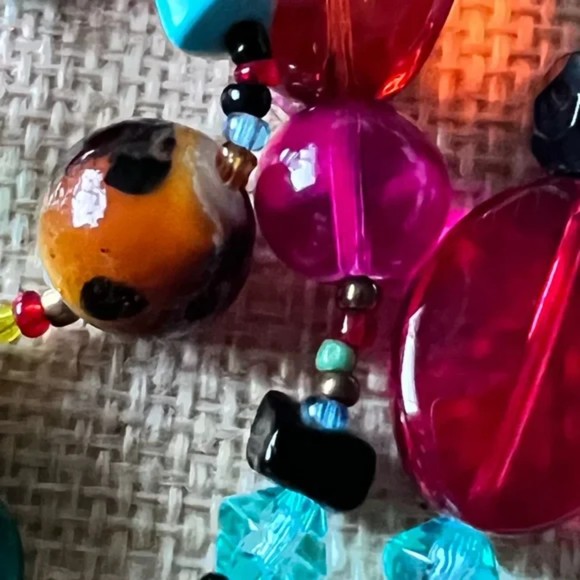 Muti Semi precious stones and Glass 3 Strands .925 Findings - Picture 3 of 11